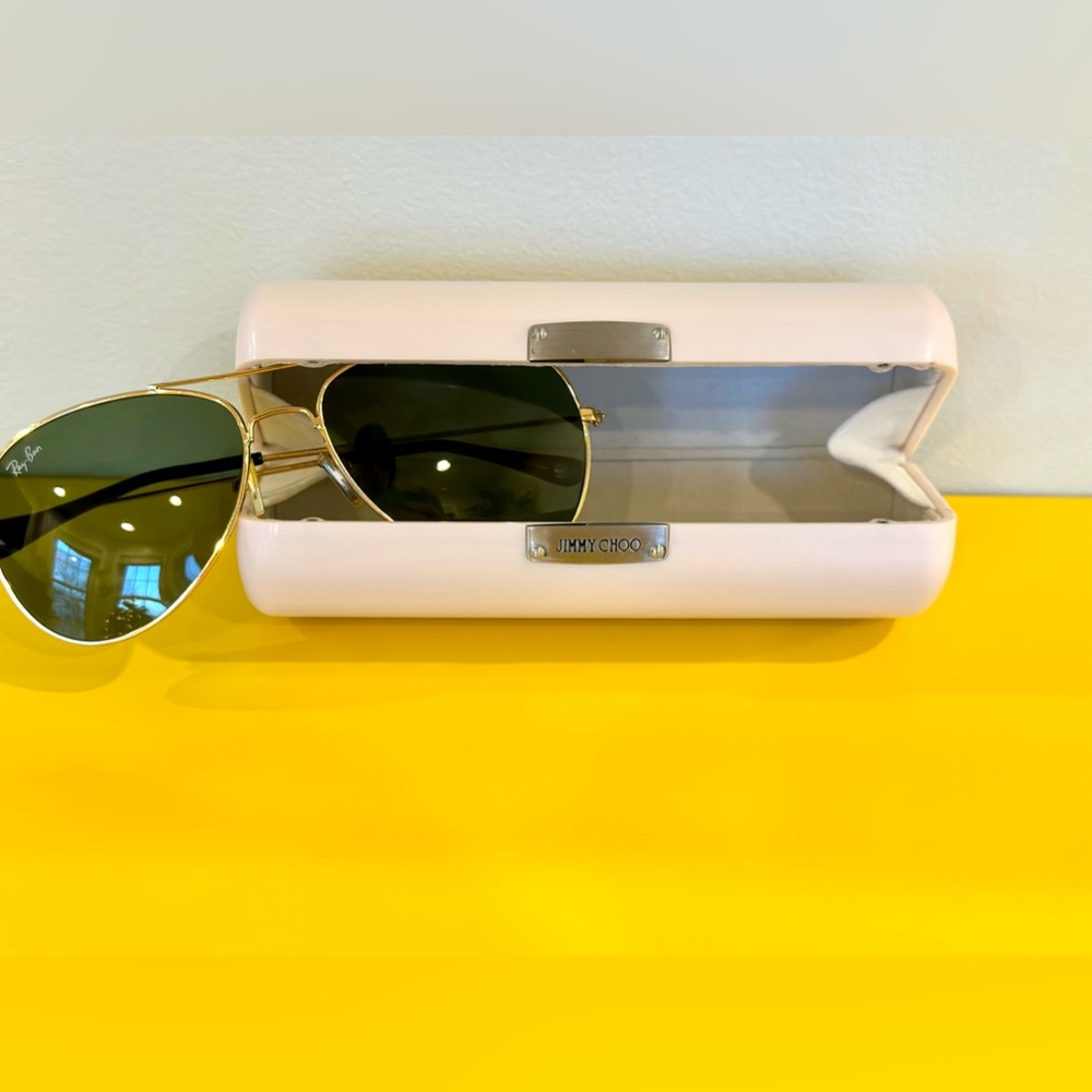 Jimmy Choo Hard Eyeglasses / Sunglasses Case - White & Silver - Picture 6 of 15